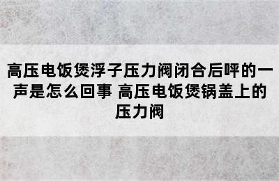 高压电饭煲浮子压力阀闭合后呯的一声是怎么回事 高压电饭煲锅盖上的压力阀